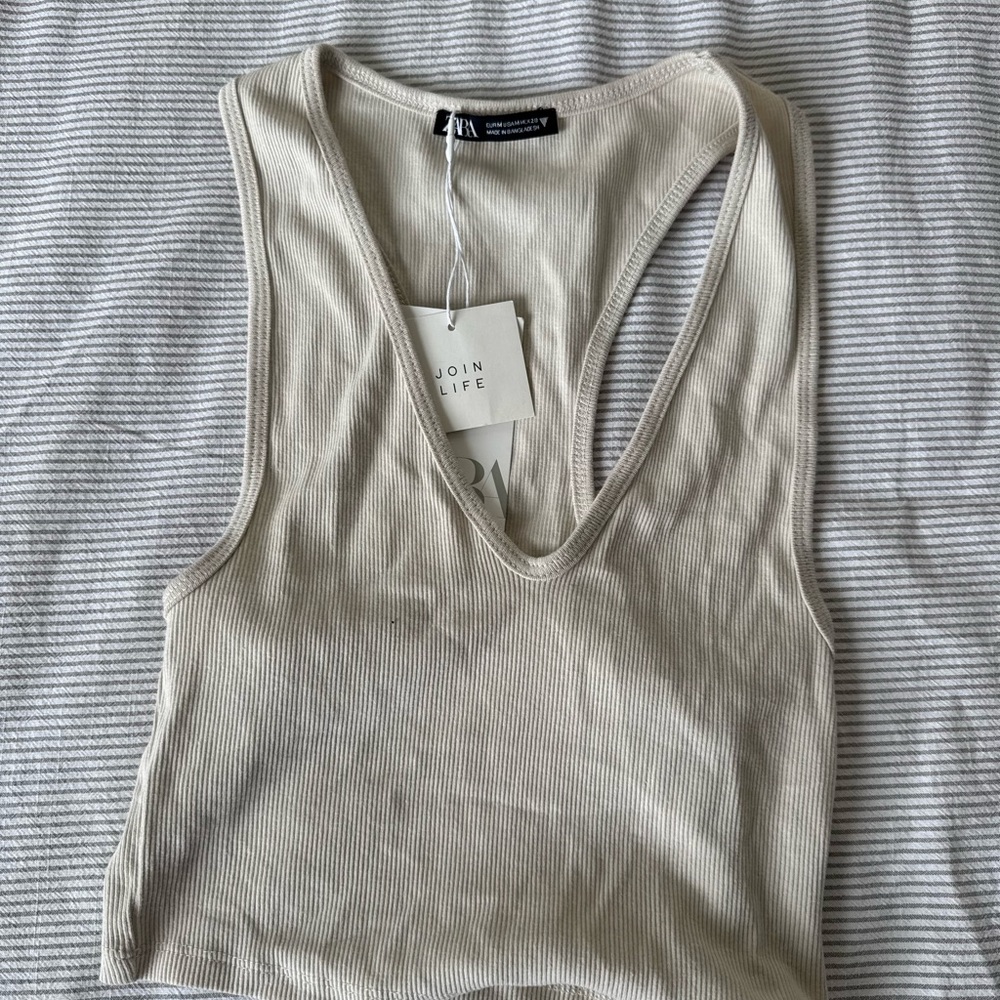 Ara Tan Sleeveless Crop Tank Top